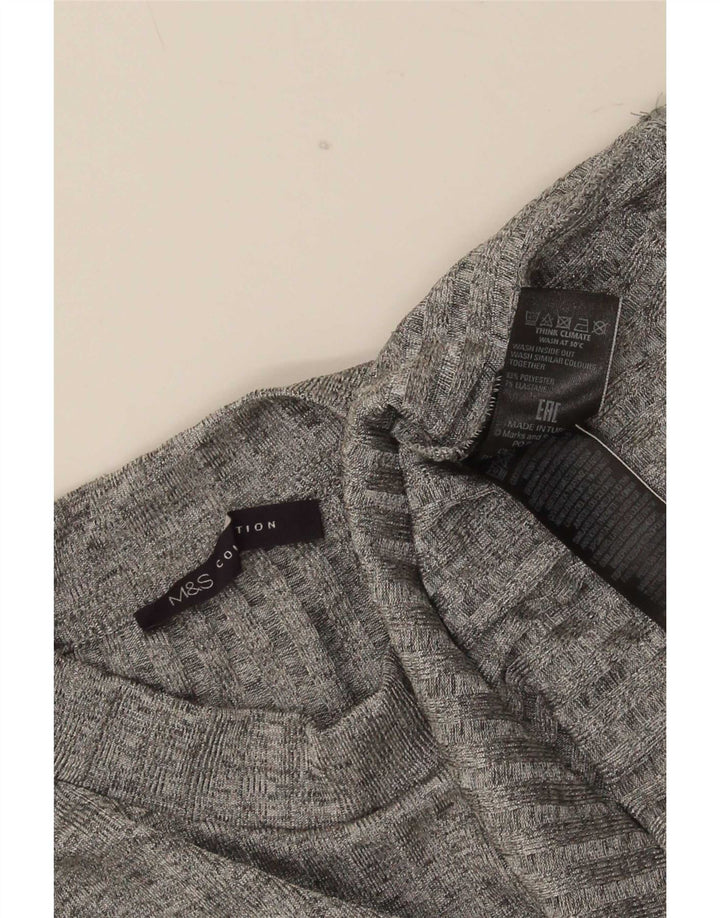 Marks & Spencer Womens Top Long Sleeve UK 14 Large Grey Flecked Polyester