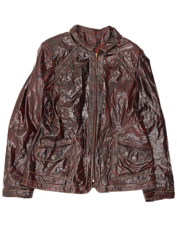 Vintage Womens Faux Leather Bomber Jacket UK 24 4XL Burgundy
