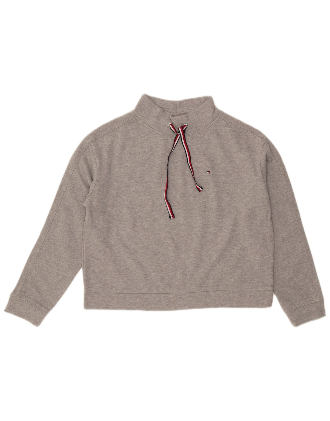 Tommy Hilfiger Womens Crop Oversized Sweatshirt Jumper UK 10 Small Grey
