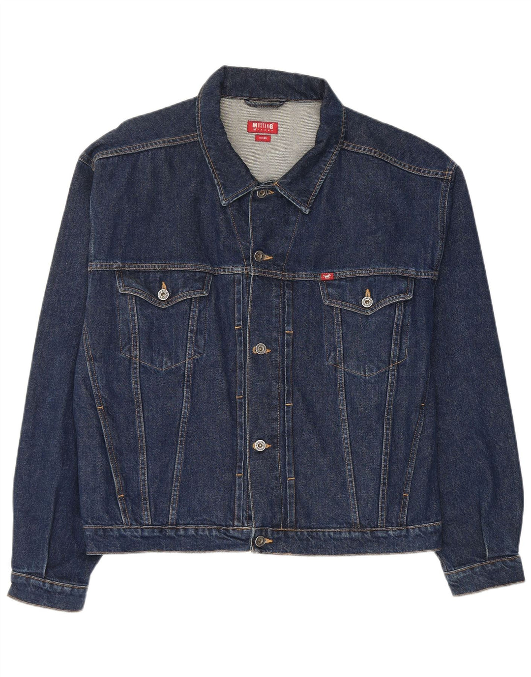 Mustang Mens Denim Jacket UK 42 XL Navy Blue Cotton