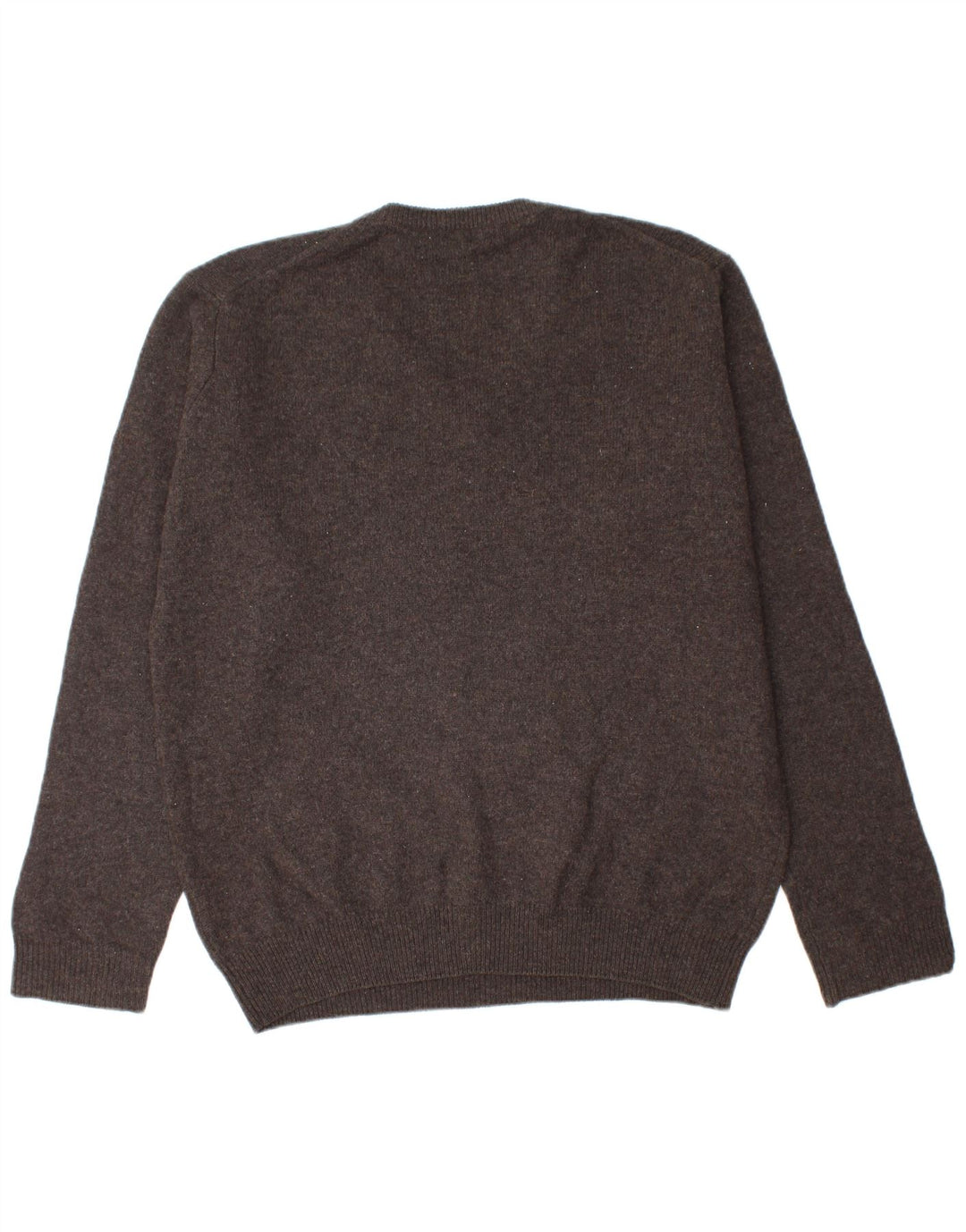 James Pringle Mens V-Neck Jumper Sweater Large Brown Lambswool