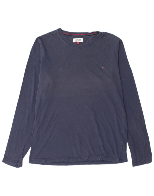 TOMMY HILFIGER Mens Top Long Sleeve Large Navy Blue Cotton
