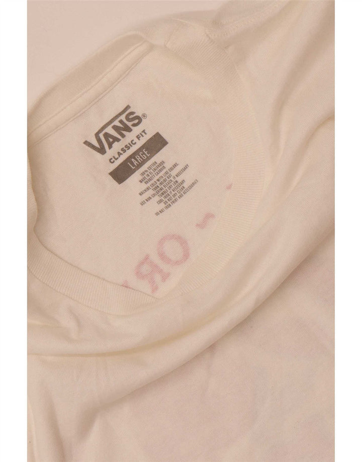 Vans Mens Classic Fit Graphic T-Shirt Top Large White Cotton