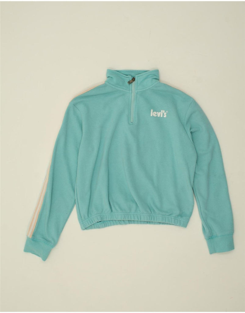 LEVI'S Girls Crop Sweatshirt Jumper 13-14 Years Blue Cotton Vintage Levi's and Second-Hand Levi's from Messina Hembry 