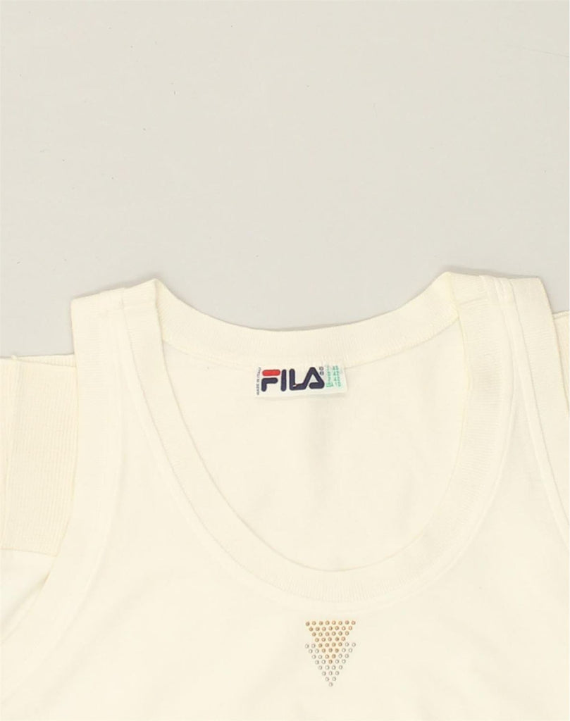 FILA Womens Vest Top US 10 Large White Cotton | Vintage Fila | Thrift | Second-Hand Fila | Used Clothing | Messina Hembry 