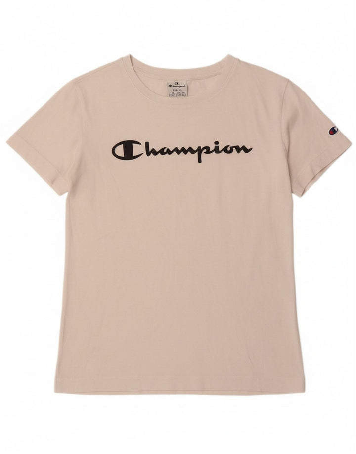 CHAMPION Womens Graphic T-Shirt Top UK 10 Small White