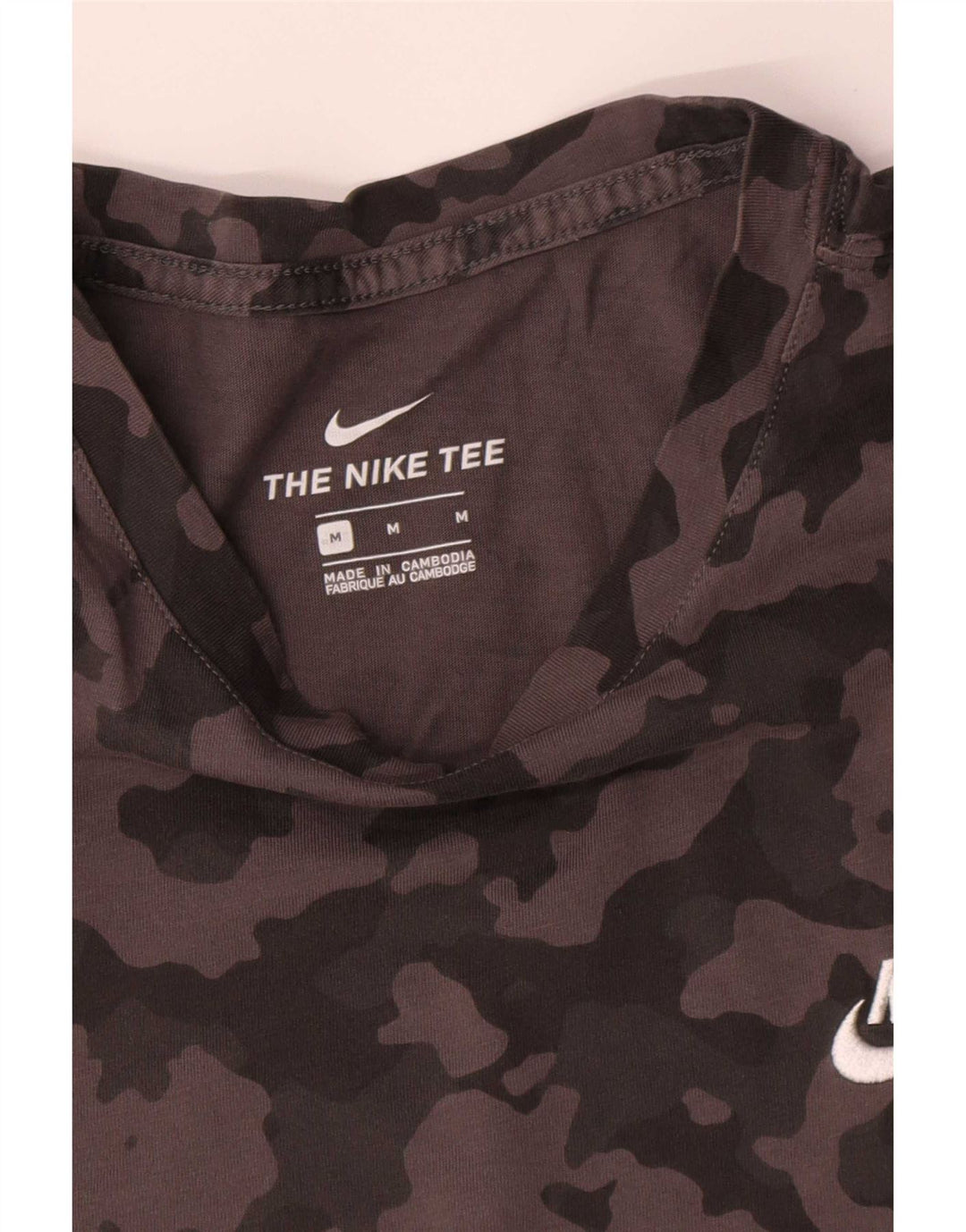 Nike Mens T-Shirt Top Medium Grey Camouflage Cotton