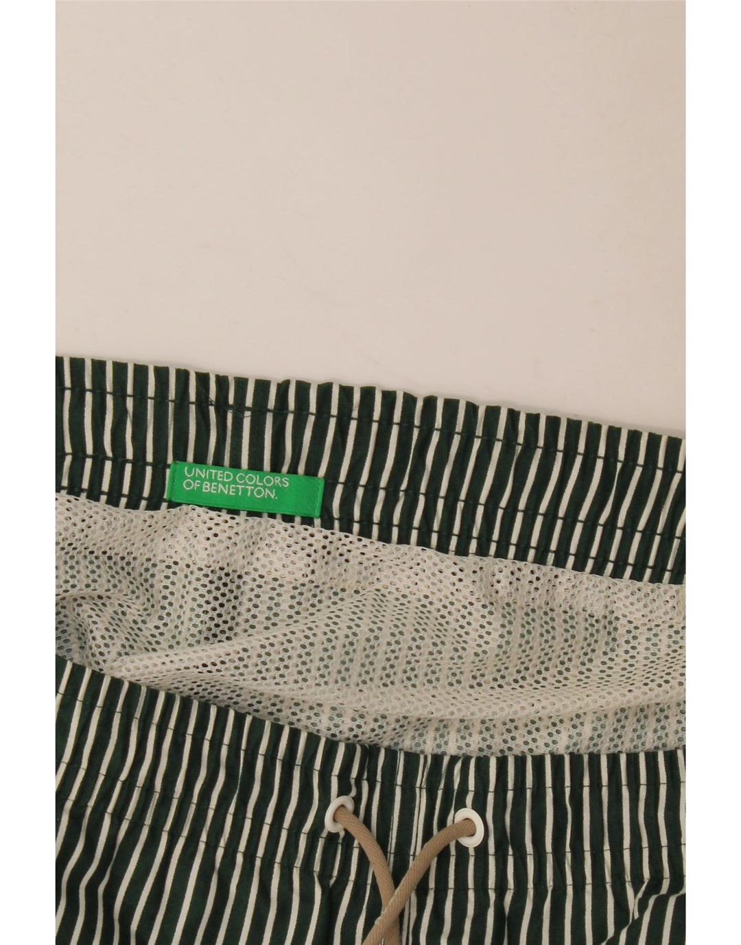 Benetton Mens Swimming Shorts Large  Green Striped