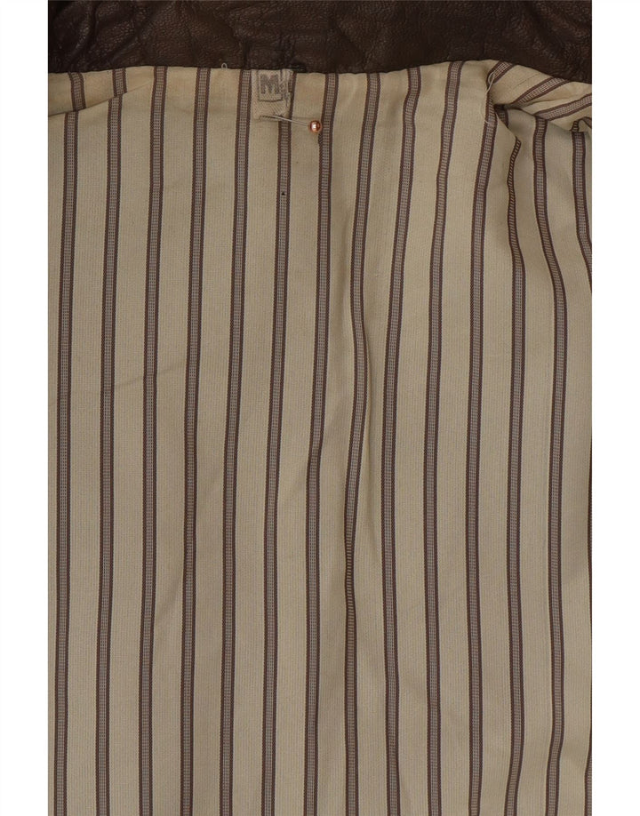 VINTAGE Mens Leather Gilet UK 38 Medium Brown