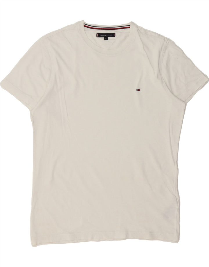 TOMMY HILFIGER Mens T-Shirt Top Medium White Cotton Vintage Tommy Hilfiger and Second-Hand Tommy Hilfiger from Messina Hembry 