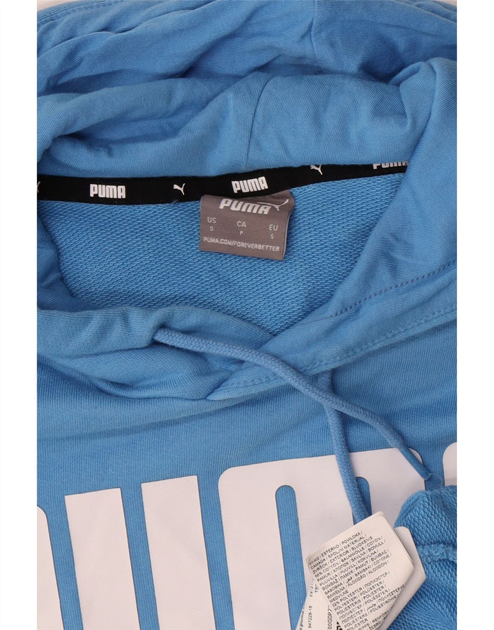 Puma Mens Graphic Hoodie Jumper Small Blue Cotton