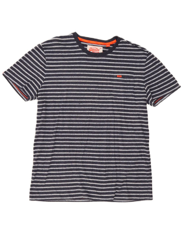 Superdry Mens T-Shirt Top 2XL Navy Blue Striped Cotton