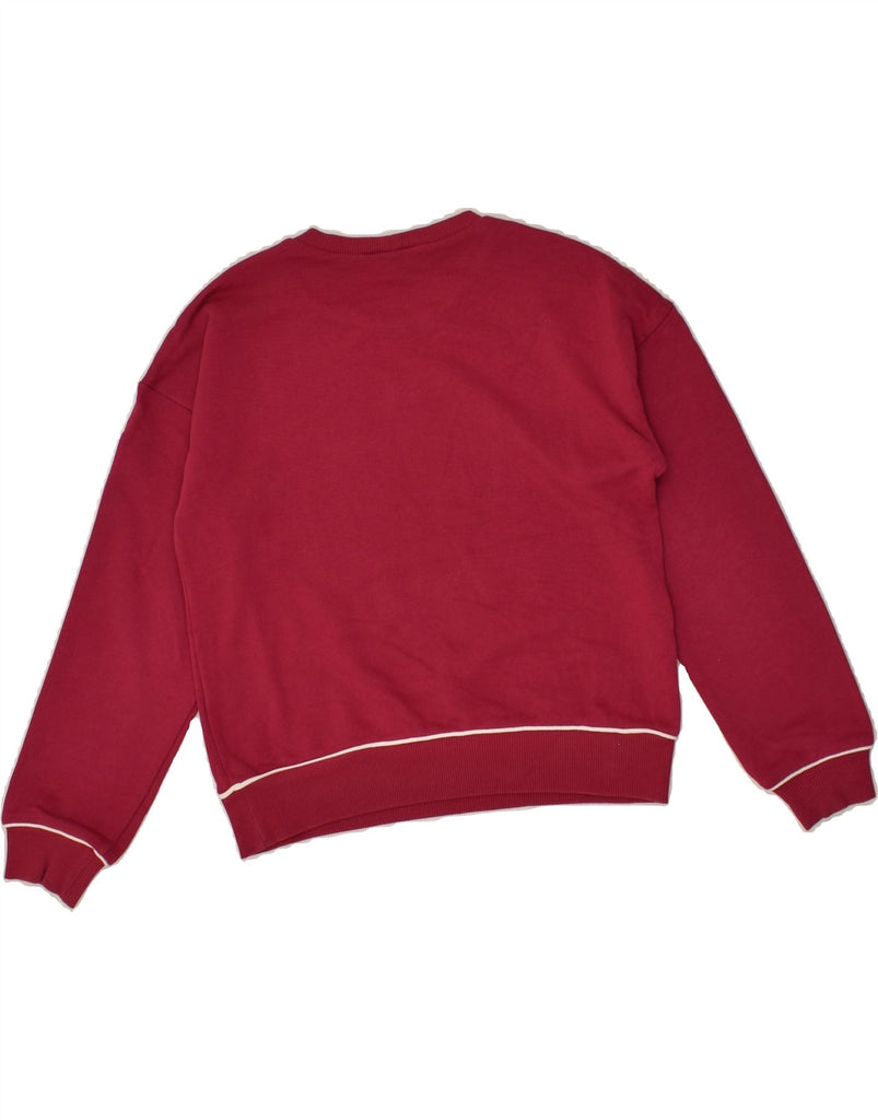 BENETTON Girls Graphic Sweatshirt Jumper 8-9 Years Large Burgundy Cotton | Vintage Benetton | Thrift | Second-Hand Benetton | Used Clothing | Messina Hembry 