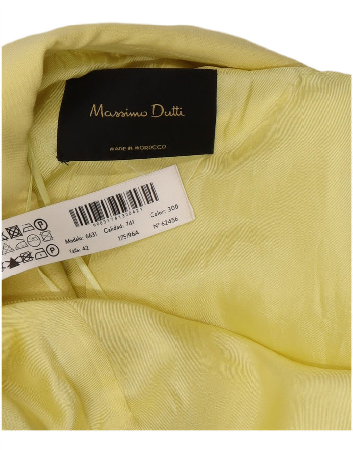 Massimo Dutti Womens Overcoat EU 42 Large Yellow Viscose