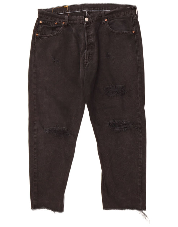 Levi's Mens 501 Distressed Straight Jeans W36 L26 Black