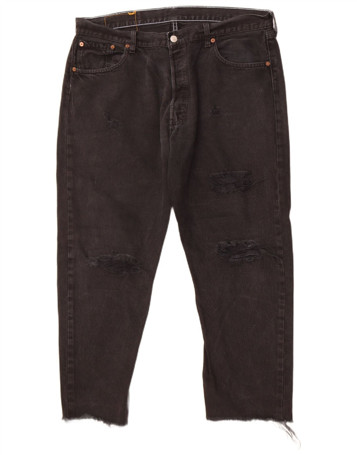 Levi's Mens 501 Distressed Straight Jeans W36 L26 Black