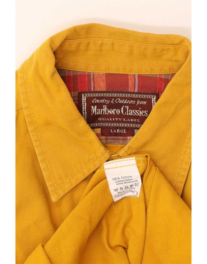 Marlboro Classics Mens Shirt Large Yellow Cotton
