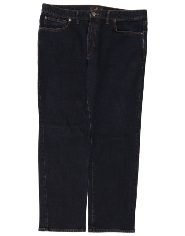 Marks & Spencer Mens Regular Straight Jeans W40 L31 Navy Blue Cotton