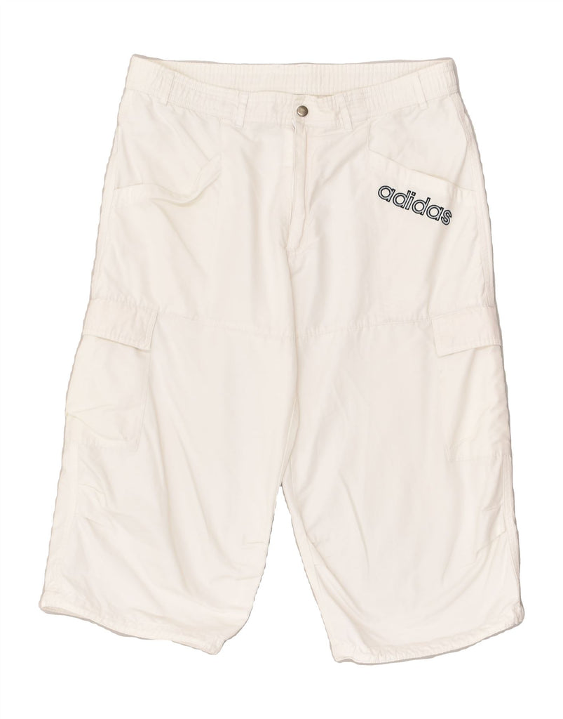 ADIDAS Womens Cargo Shorts UK 8 Small W32  White Cotton | Vintage Adidas | Thrift | Second-Hand Adidas | Used Clothing | Messina Hembry 