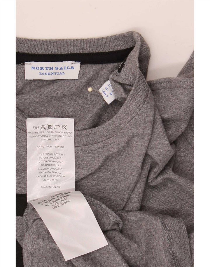 North Sails Mens Graphic Top Long Sleeve Small Grey Flecked Cotton
