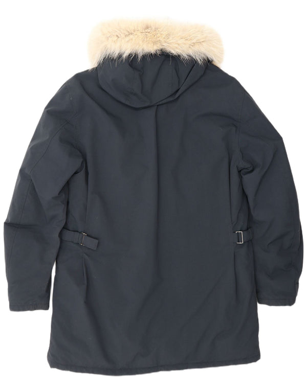 Belstaff Mens Hooded Parka Jacket UK 40 Large Navy Blue Nylon