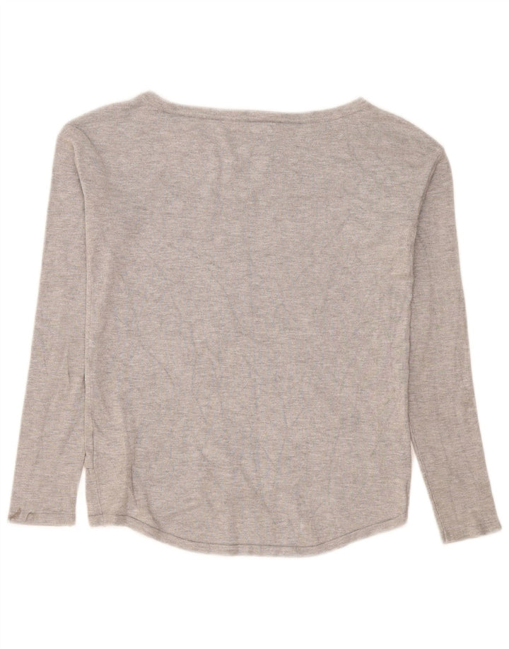 Guess Womens Graphic Top Long Sleeve UK 10 Small Grey Viscose