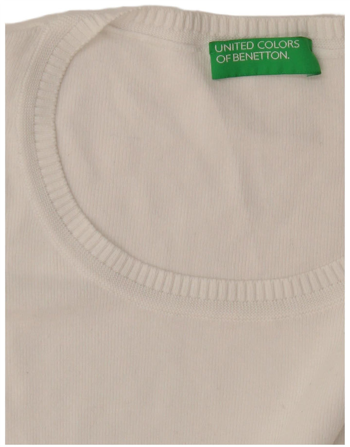 Benetton Womens Boat Neck Jumper Sweater UK 14 Medium White