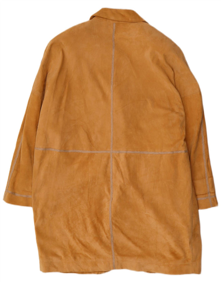 KEMPER Womens Oversized Suede Overcoat EU 40 Medium Brown Leather