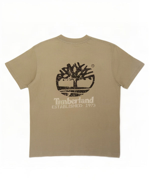 Timberland Mens Graphic T-Shirt Top Small Khaki Cotton