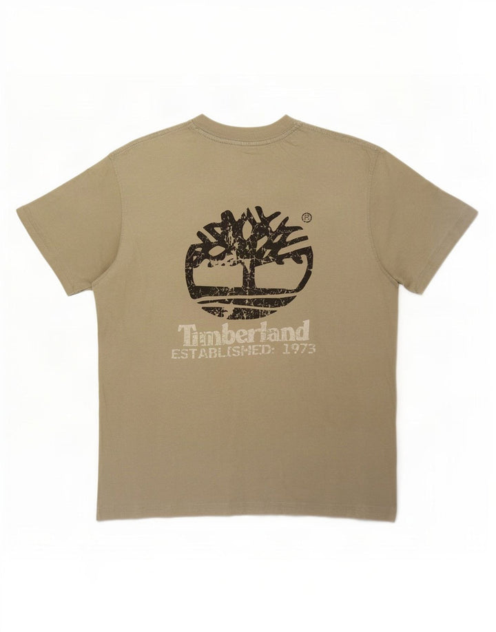 Timberland Mens Graphic T-Shirt Top Small Khaki Cotton