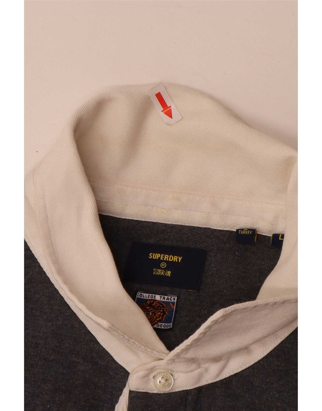Superdry Mens Polo Neck Sweatshirt Jumper Large Grey Cotton