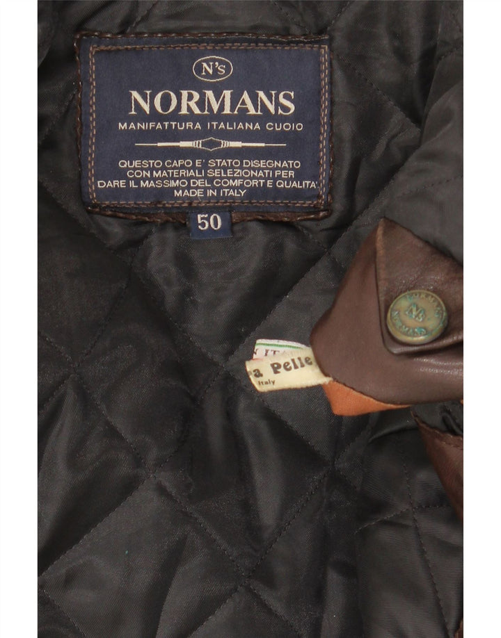 Vintage Mens Leather Jacket IT 50 Large Brown Leather