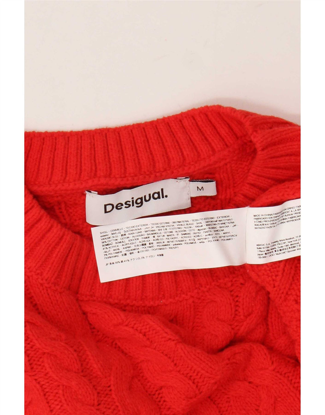 Desigual Womens Oversized Crew Neck Jumper Sweater UK 14 Medium Orange