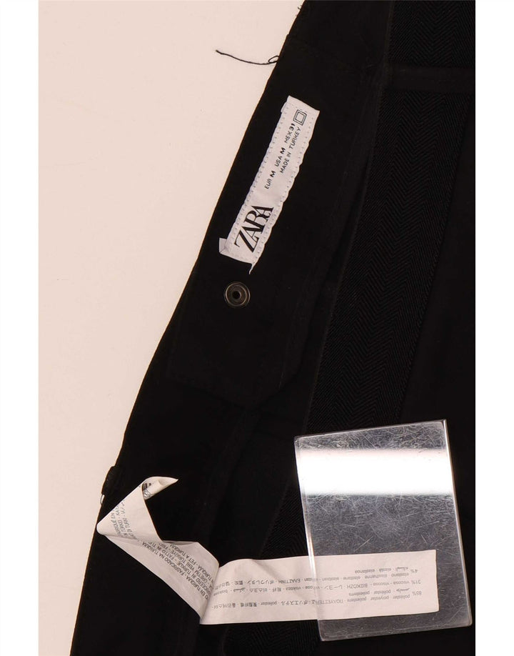 Zara Mens Slim Suit Trousers Medium W31 L29 Black Polyester