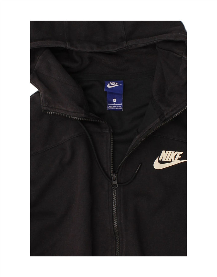 NIKE Mens Zip Hoodie Sweater Large Black Cotton Vintage Nike and Second-Hand Nike from Messina Hembry 