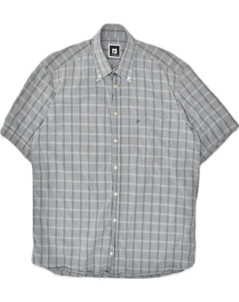 ROCCOBAROCCO Mens Short Sleeve Shirt Size 16 41 Large Grey Check Cotton | Vintage Roccobarocco | Thrift | Second-Hand Roccobarocco | Used Clothing | Messina Hembry 