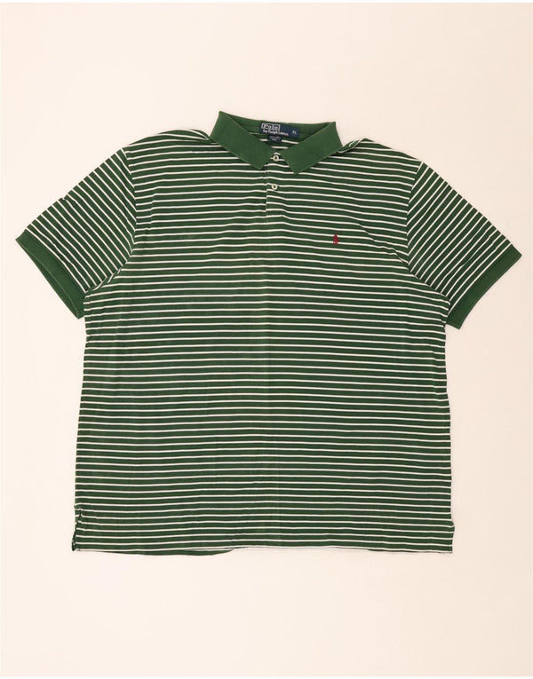 POLO RALPH LAUREN Mens Polo Shirt XL Green Striped Cotton