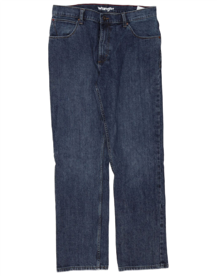 Wrangler Mens Straight Jeans W34 L32 Blue Cotton
