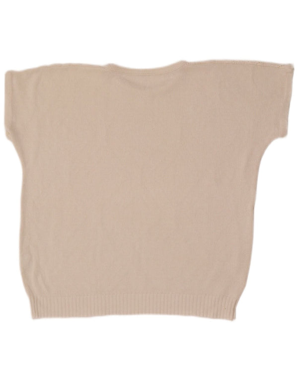 Vintage Womens Crew Neck Jumper Sweater UK 14 Medium White Geometric