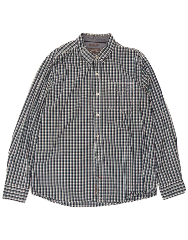 FAT FACE Mens Shirt 2XL Blue Check Cotton