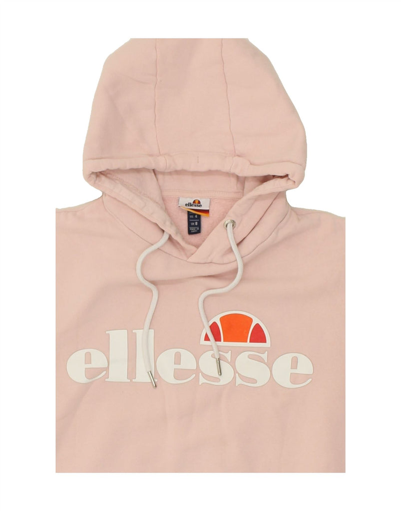 ELLESSE Womens Graphic Hoodie Jumper UK 8 Small  Pink Cotton | Vintage Ellesse | Thrift | Second-Hand Ellesse | Used Clothing | Messina Hembry 