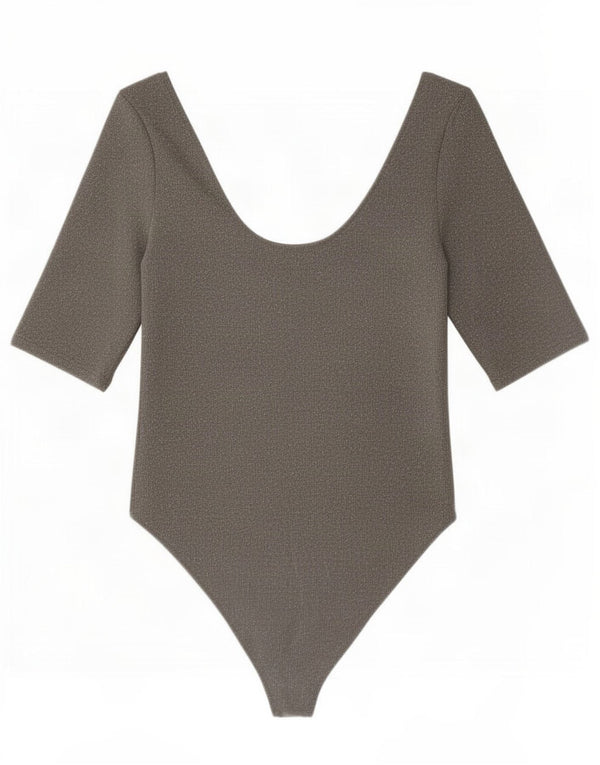 Zara Womens Bodysuit UK 14 Large Grey Elastane