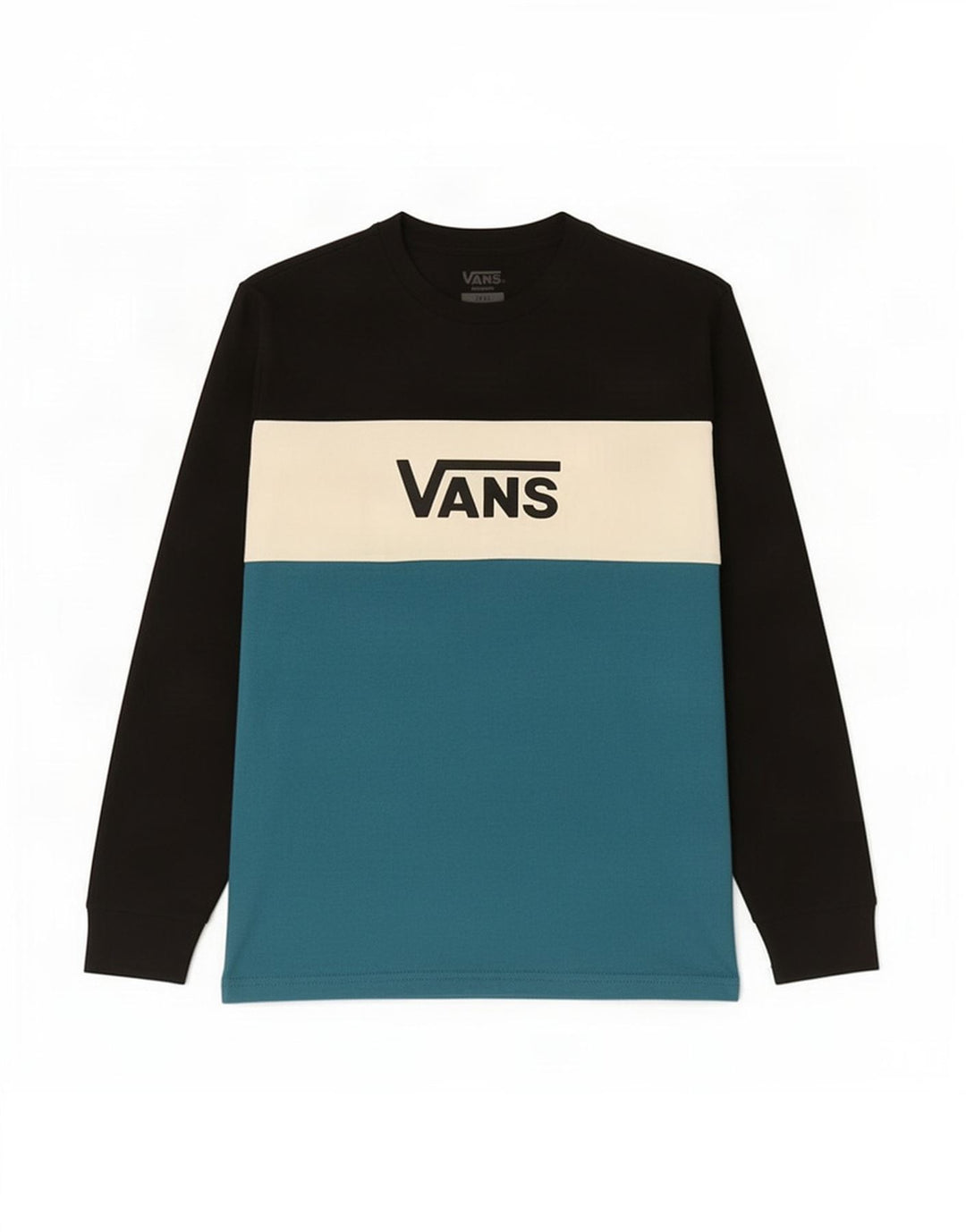 Vans Mens Graphic Top Long Sleeve Small Black Colourblock Cotton