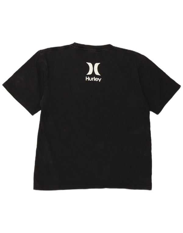 Hurley Mens Graphic T-Shirt Top Large Black Cotton