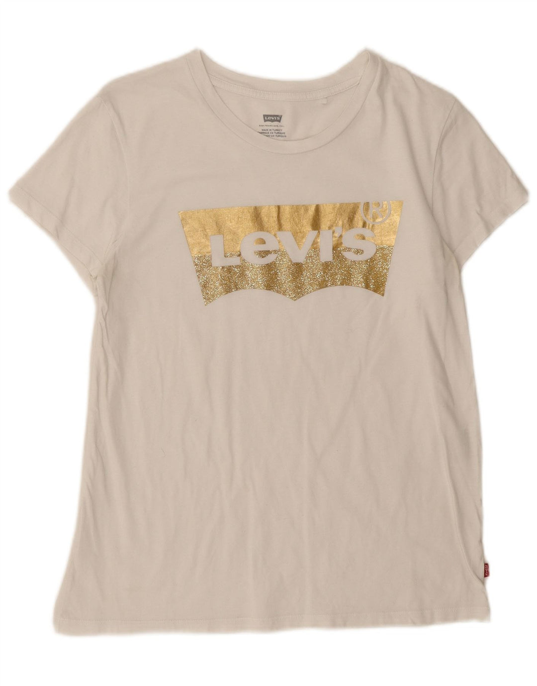 LEVI'S Womens Graphic T-Shirt Top UK 12 Medium White