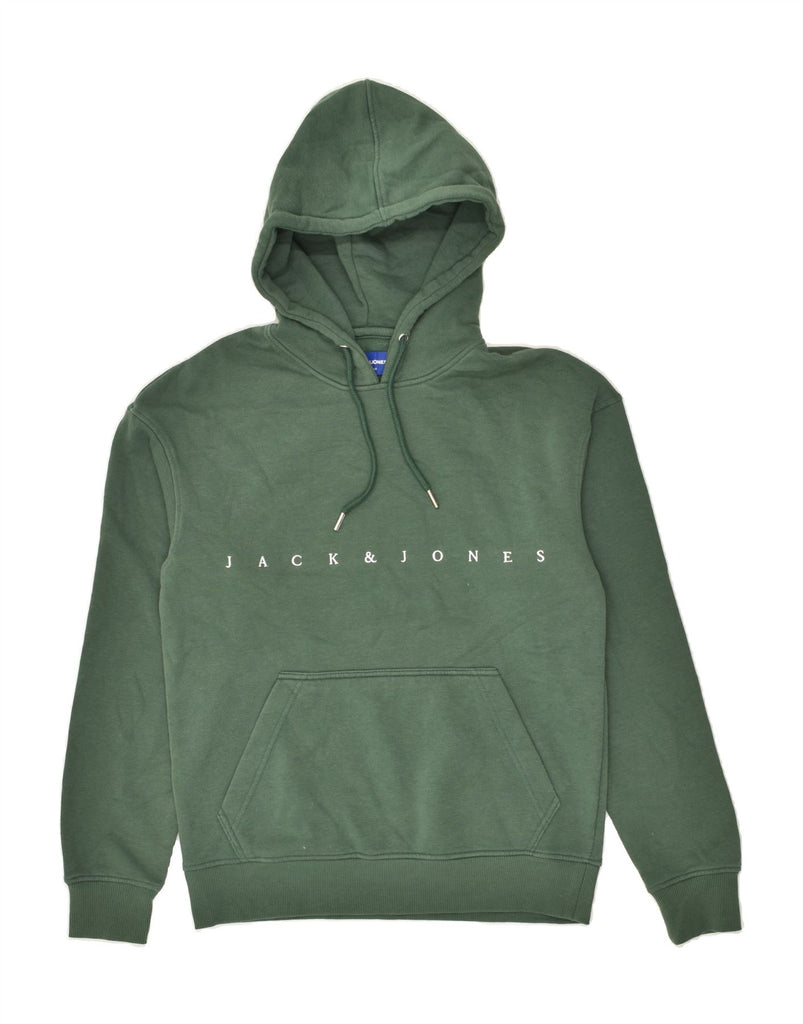 JACK & JONES Mens Graphic Hoodie Jumper XS Green Cotton | Vintage Jack & Jones | Thrift | Second-Hand Jack & Jones | Used Clothing | Messina Hembry 