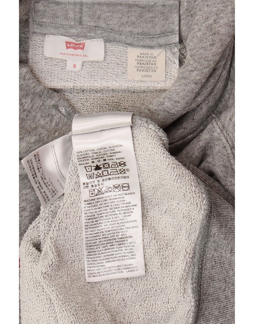 Levi's Womens Graphic Oversized Hoodie Jumper UK 10 Small Grey Flecked