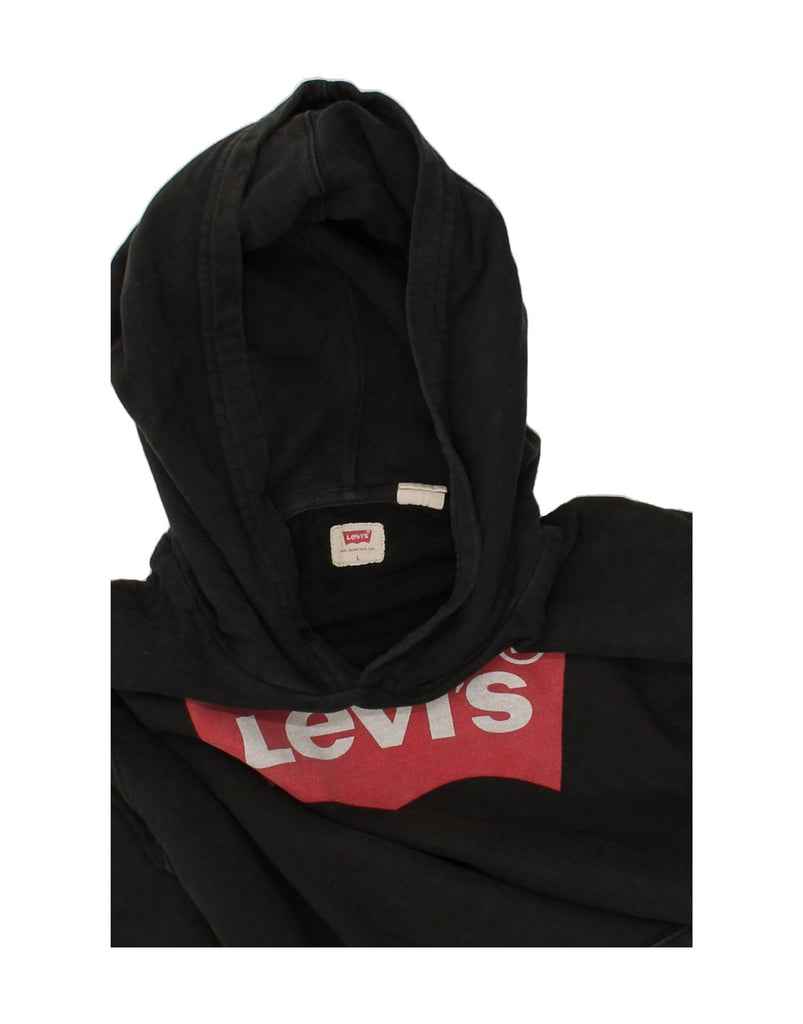 LEVI'S Mens Graphic Hoodie Jumper Large Black Cotton Vintage Levi's and Second-Hand Levi's from Messina Hembry 