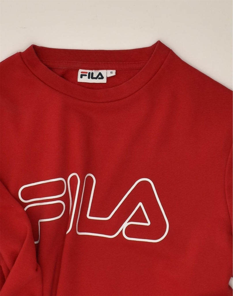 FILA Mens Graphic Sweatshirt Jumper Small Red | Vintage Fila | Thrift | Second-Hand Fila | Used Clothing | Messina Hembry 