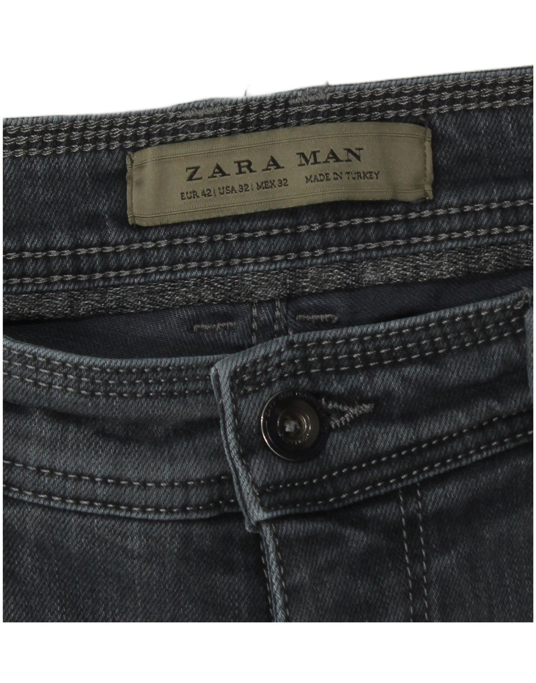 Zara Mens Slim Jeans EU 42 Large W32 L28 Grey Cotton